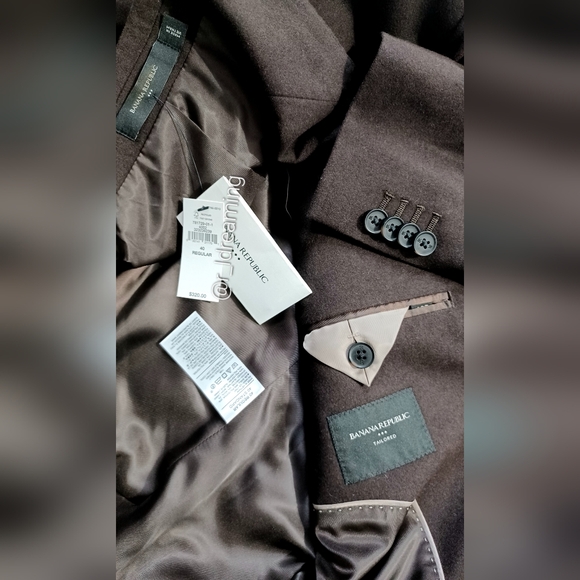 NWT Banana Republic Brown Tailored-Fit Soft Flannel Suit Jacket Size 40 Regular - Picture 4 of 9